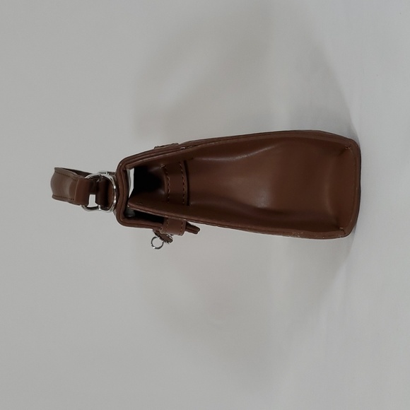 NEW BROWN CROC EMBOSSED FAUX LEATHER SMALL SATCHEL CROSSBODY BAG - Picture 8 of 13